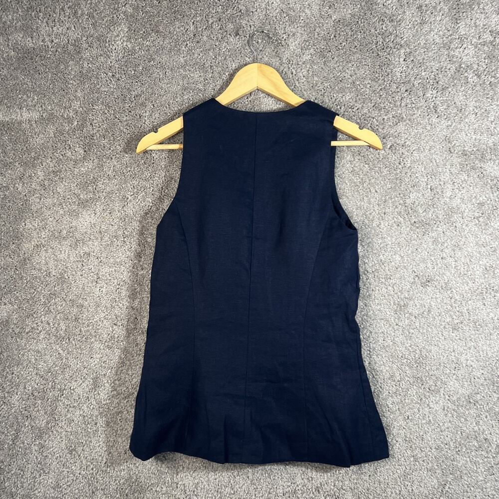 Madewell Womens Linen Vest Size 0 Blue Button Front Cut Away Tailored Lined - Picture 2 of 10